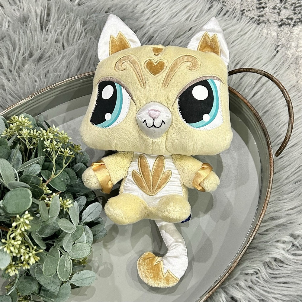 Littlest Pet Shop LPS 9" Plush Yellow Cat Gold Embroidered Stuffed Animal